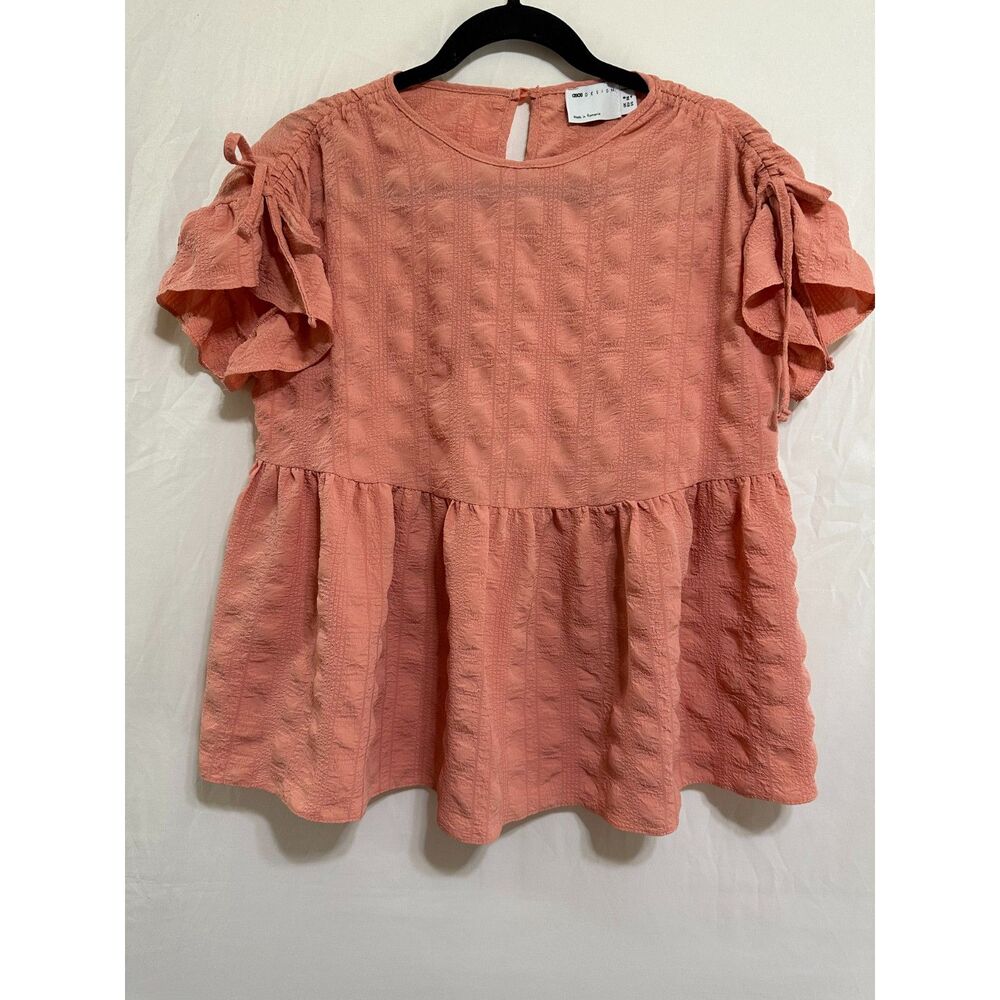 ASOS Design Women's Textured Maternity Top with Peplum and Tie Sleeves Size 4